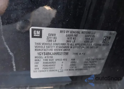 2017 Cadillac Escalade Luxury из США, поврежденный, VIN 1GYS4BKJ4HR321796